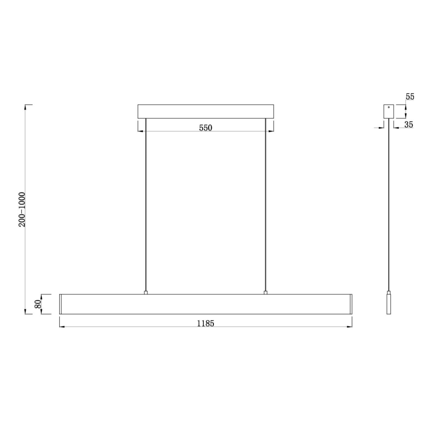 Maytoni P010PL-L30B4K - LED Luster na sajli STEP LED/30W/230V 4000K 118,5 cm crna
