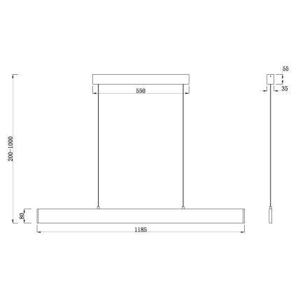 Maytoni P010PL-L30W4K - LED Luster na sajli STEP LED/30W/230V 4000K 118,5 cm bijela