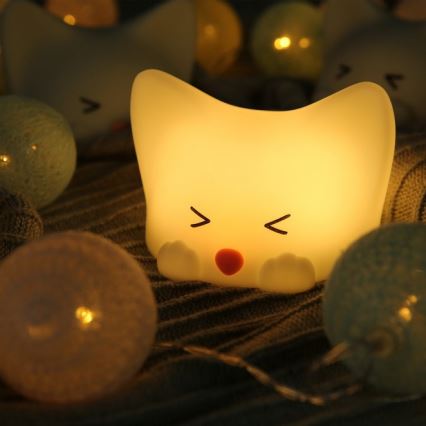 MegaLight - LED RGB Prigušiva punjiva dječja dodirna lampa CATTY CAT LED/5V