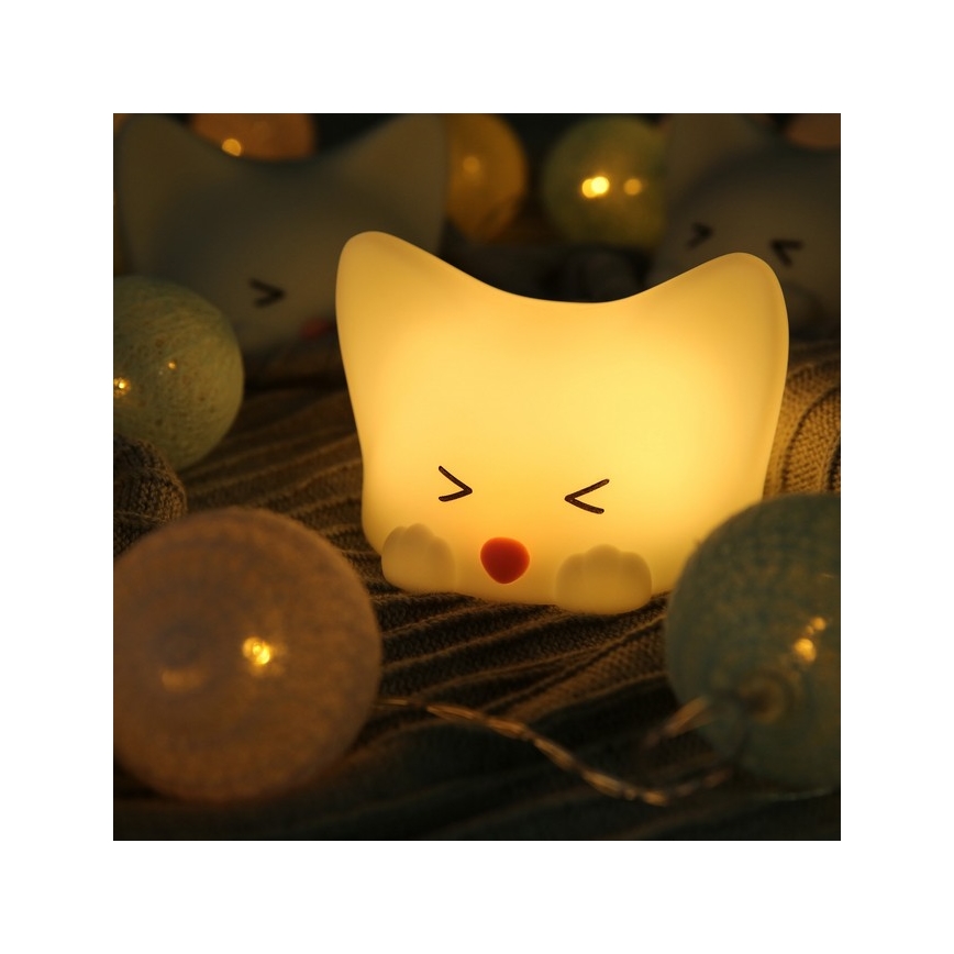 MegaLight - LED RGB Prigušiva punjiva dječja dodirna lampa CATTY CAT LED/5V