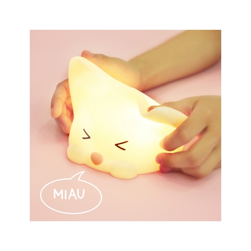 MegaLight - LED RGB Prigušiva punjiva dječja dodirna lampa CATTY CAT LED/5V