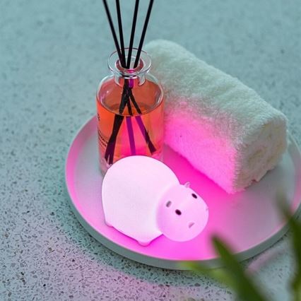 MegaLight - LED RGB Punjiva dječja dodirna lampa za kadu SWIMMY HIPPO LED/5V IP67