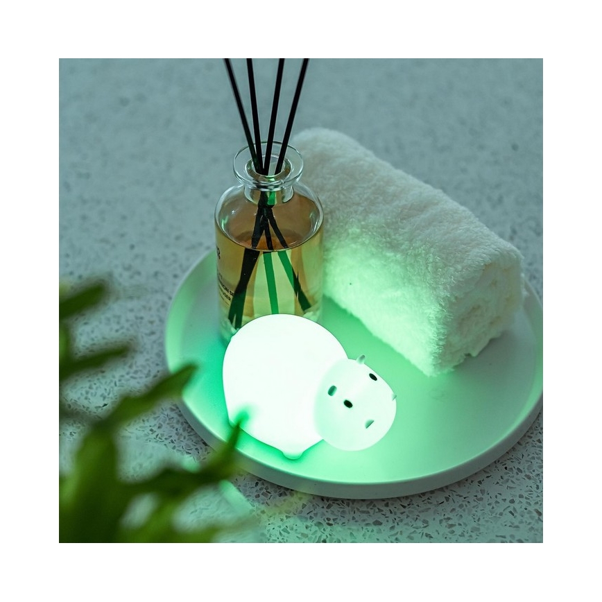MegaLight - LED RGB Punjiva dječja dodirna lampa za kadu SWIMMY HIPPO LED/5V IP67