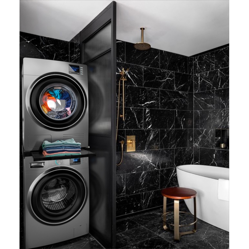 Meliconi 656136 - Adapter za slaganje perilice i sušilice s izvlačnom ladicom 60 cm, crni