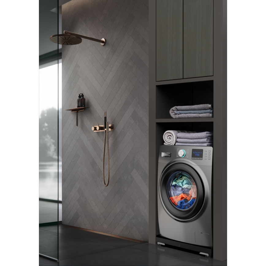 Meliconi 656168 - Antivibracijska podloga za perilicu rublja s izvlačnim kotačićima, 47 cm, crna