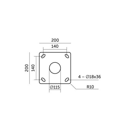 Metalna cijev za stup vanjske rasvjete BASE 3 m, crna