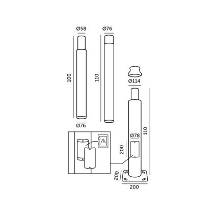 Metalna cijev za stup vanjskog osvjetljenja BASE 3 m siva