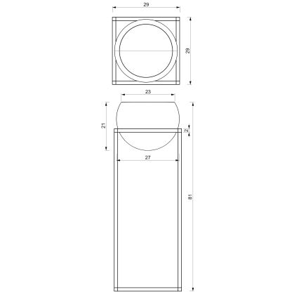 Metalna posuda za cvijeće 81,3x29 cm crna