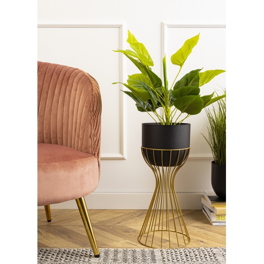 Metalna posuda za cvijeće LOFT 46x20 cm zlatna/crna