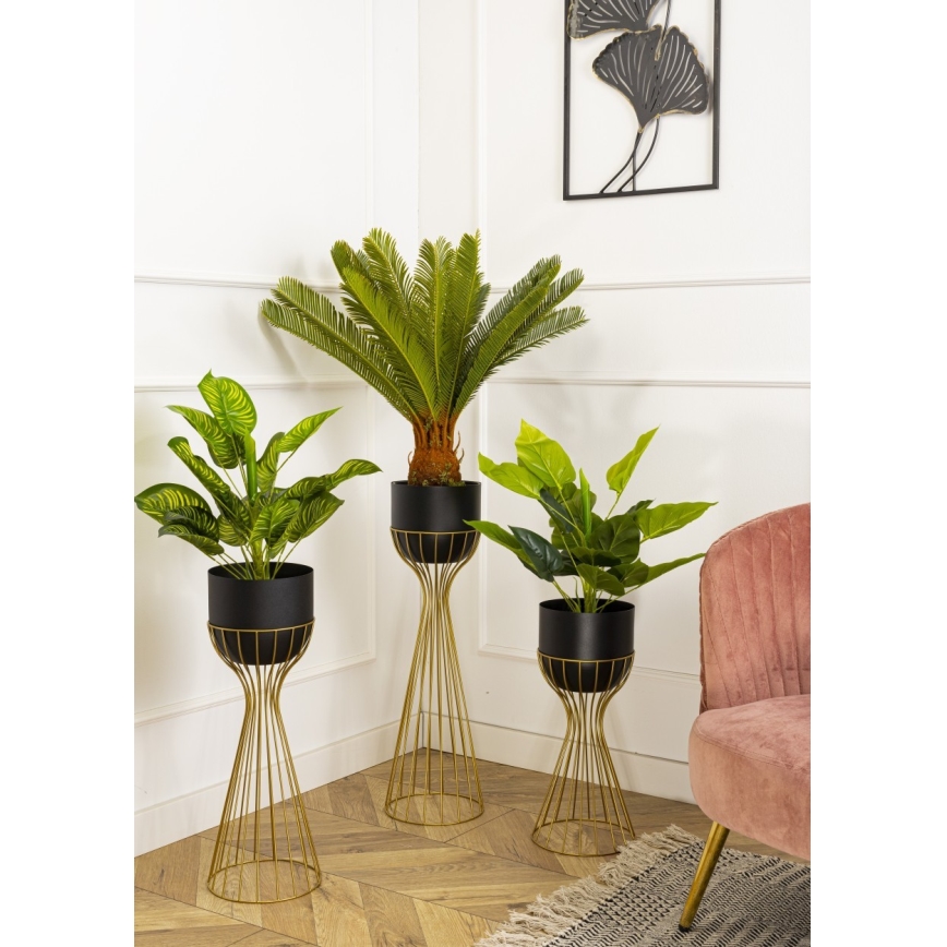 Metalna posuda za cvijeće LOFT 46x20 cm zlatna/crna