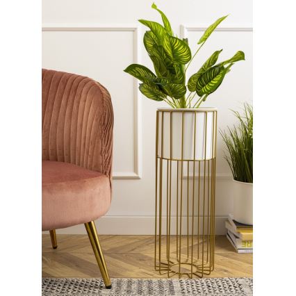 Metalna posuda za cvijeće LOFT 55x20 cm zlatna/bijela
