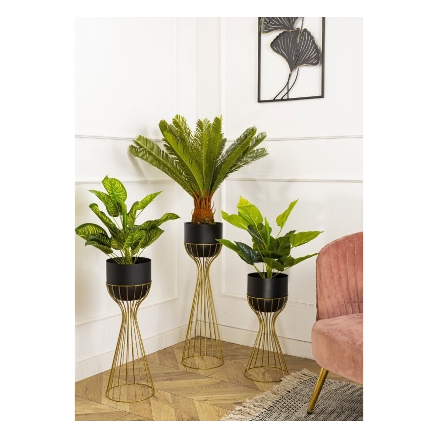 Metalna posuda za cvijeće LOFT 56x20 cm zlatna/crna