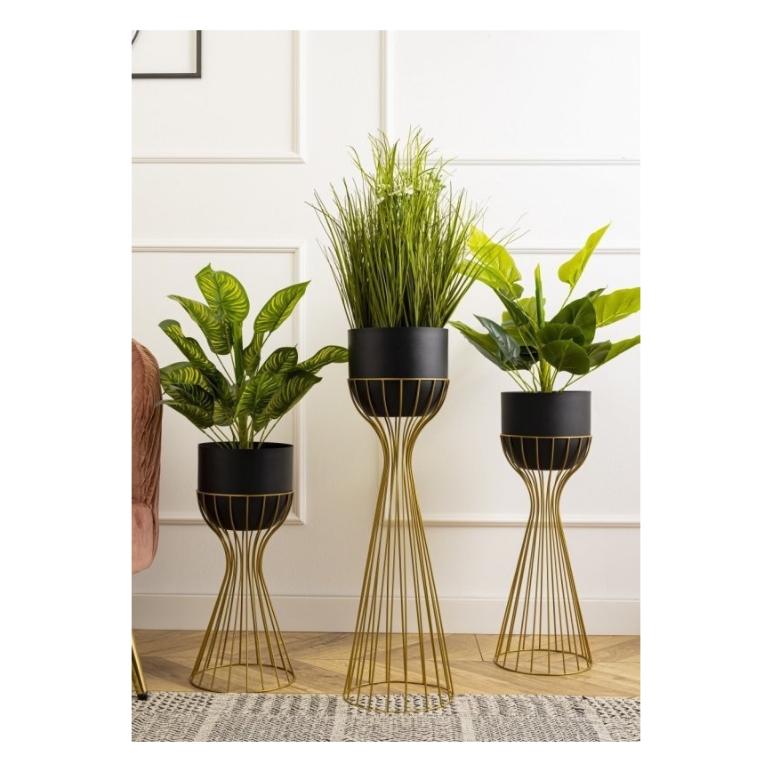 Metalna posuda za cvijeće LOFT 56x20 cm zlatna/crna