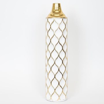 Metalna vaza 60,5x14 cm bijela/zlatna