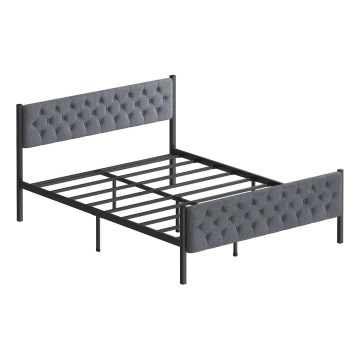 Metalni bračni krevet KAROM 140x200 cm, siva, nosivost 200 kg