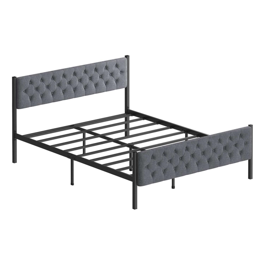 Metalni bračni krevet KAROM 140x200 cm, siva, nosivost 200 kg