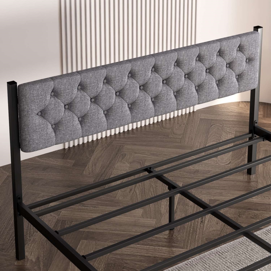 Metalni bračni krevet KAROM 140x200 cm, siva, nosivost 200 kg