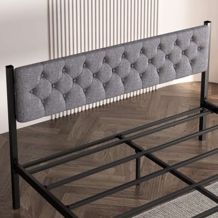 Metalni bračni krevet KAROM 160x200 cm, siva, nosivost 200 kg