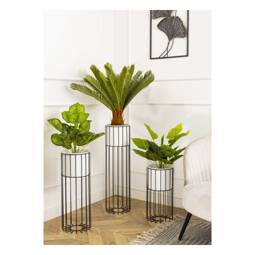 Metalna saksija za cvijeće LOFT 70x20 cm crna/bijela
