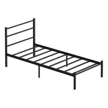 Metalni jednokrevetni krevet FERON 90x200 cm, crne boje, nosivost 120 kg