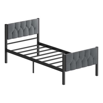 Metalni jednokrevetni krevet KAROM 90x200 cm sivi, maksimalna nosivost 120 kg
