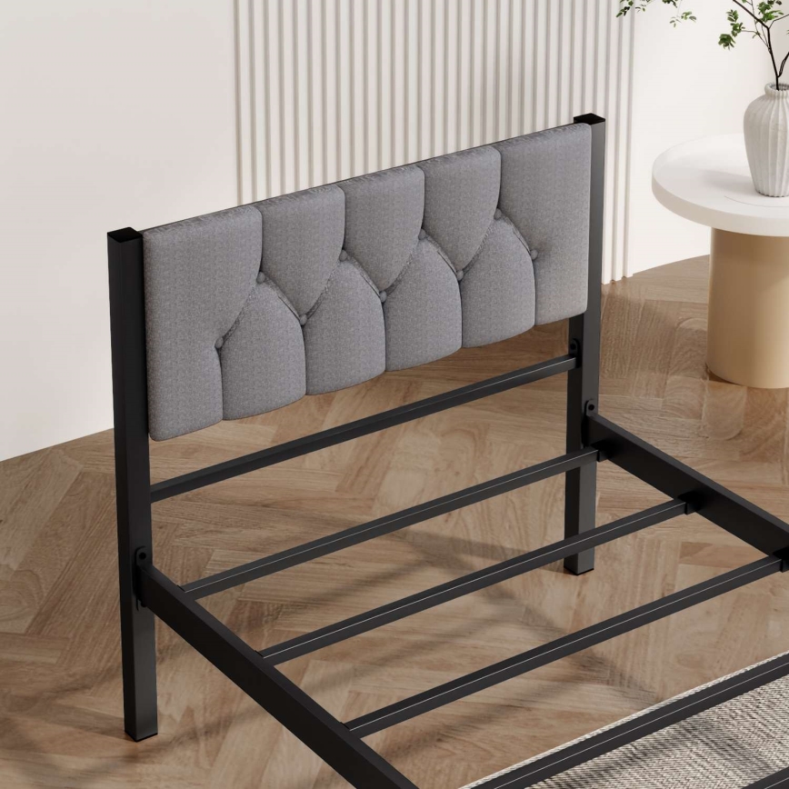 Metalni jednokrevetni krevet KAROM 90x200 cm sivi, maksimalna nosivost 120 kg