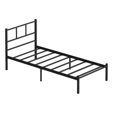 Metalni jednokrevetni krevet ROVAN 90x200 cm, crni, nosivost 120 kg