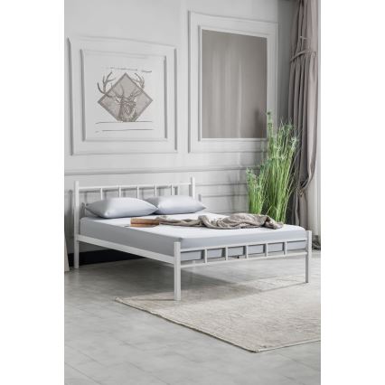 Metalni krevet za dvoje ORMEL 120x200 cm, bijeli, nosivost 120 kg