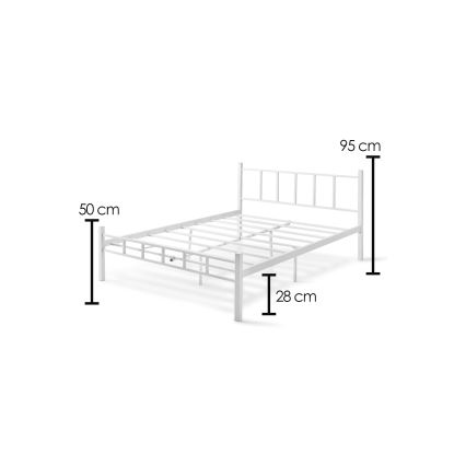 Metalni krevet za dvoje ORMEL 120x200 cm, bijeli, nosivost 120 kg