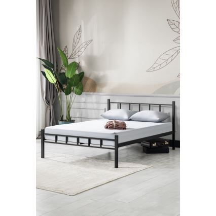 Metalni krevet za dvoje ORMEL 120x200 cm, crne boje, nosivost 120 kg