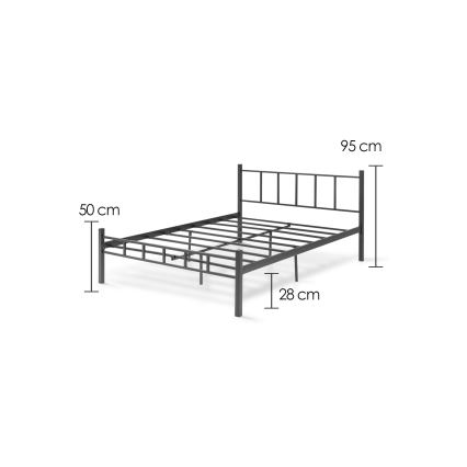 Metalni krevet za dvoje ORMEL 120x200 cm, crne boje, nosivost 120 kg