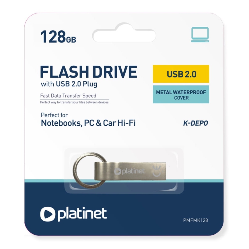 Metalni vodootporni Flash Disk USB 128GB mat krom
