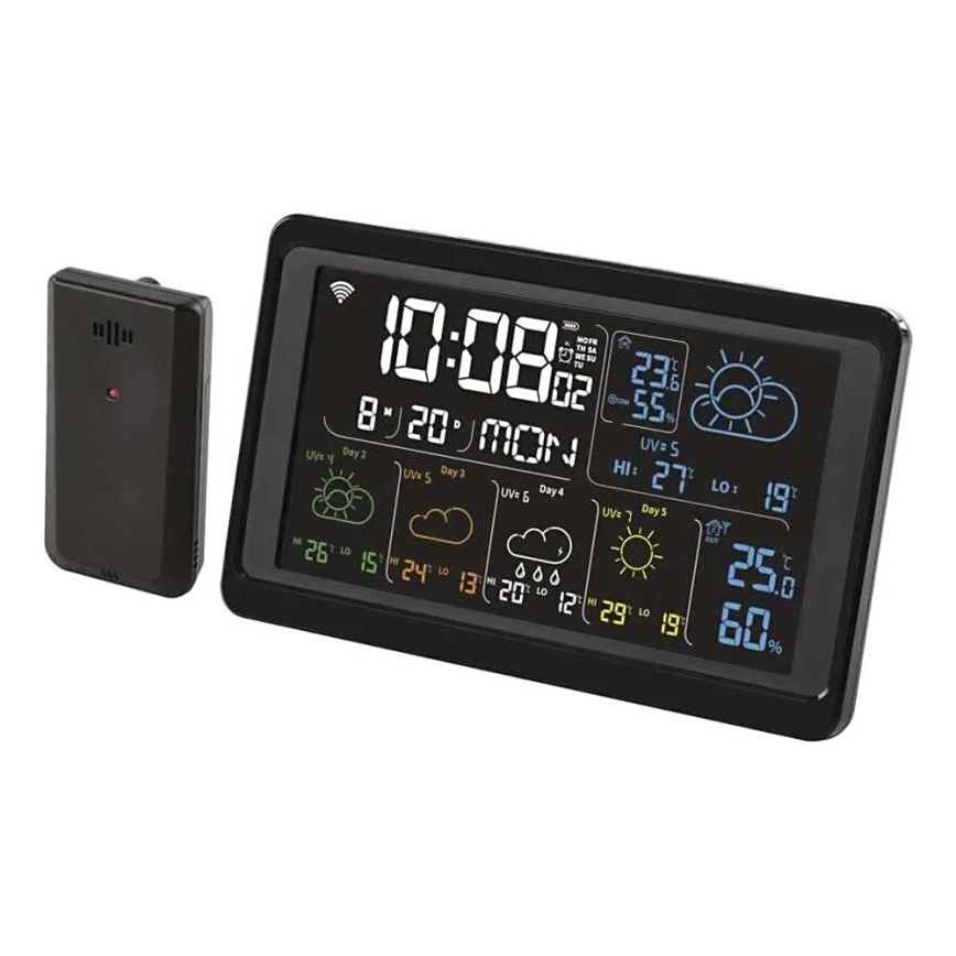 Meteorološka stanica s LCD zaslonom GoSmart 230V/3xAAA + 2×AAA Wi-Fi Tuya crna