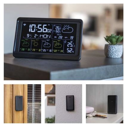 Meteorološka stanica s LCD zaslonom GoSmart 230V/3xAAA + 2×AAA Wi-Fi Tuya crna