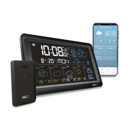 Meteorološka stanica s LCD zaslonom GoSmart 230V/3xAAA + 2×AAA Wi-Fi Tuya crna