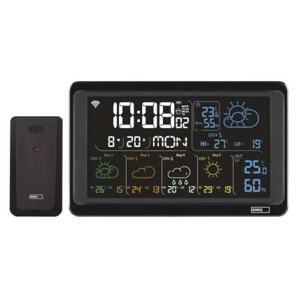 Meteorološka stanica s LCD zaslonom GoSmart 230V/3xAAA + 2×AAA Wi-Fi Tuya crna