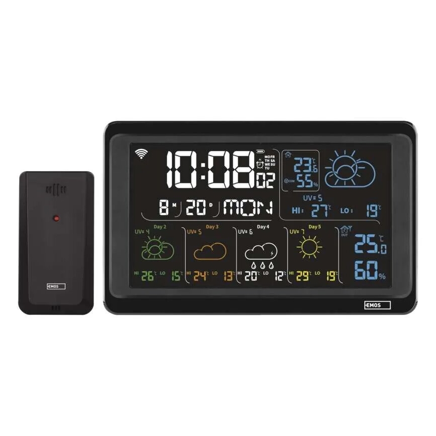 Meteorološka stanica s LCD zaslonom GoSmart 230V/3xAAA + 2×AAA Wi-Fi Tuya crna
