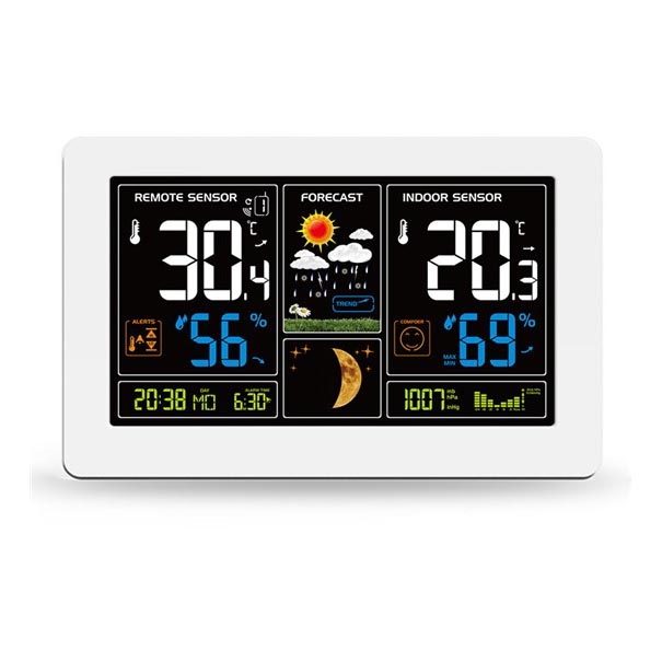 Meteorološka stanica s LCD zaslonom USB punjenje 2 x AAA+2 x AAA bijela