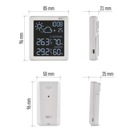 Meteostanica 5V, 2xAAA + 2xAAA, crna