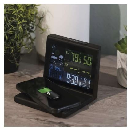 Meteostanica s bežičnim punjenjem 5V, 2xAA + 2xAAA, crna