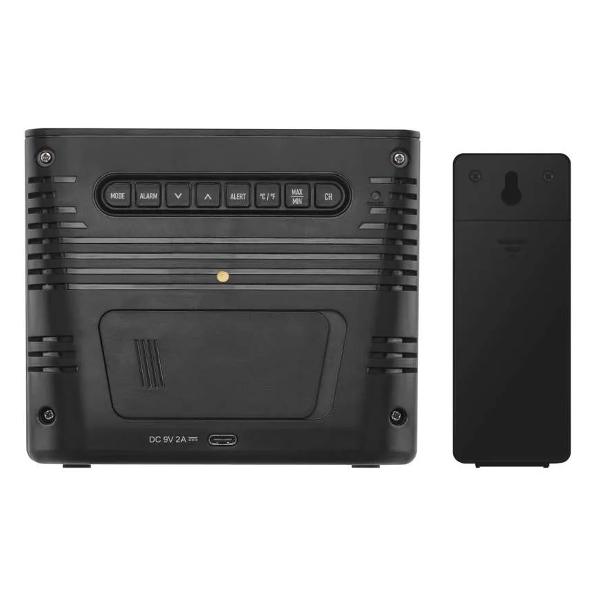 Meteostanica s bežičnim punjenjem 5V, 2xAA + 2xAAA, crna