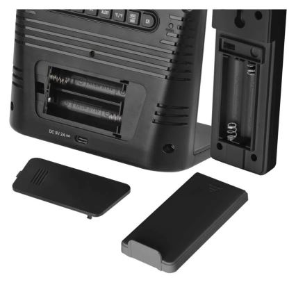 Meteostanica s bežičnim punjenjem 5V, 2xAA + 2xAAA, crna