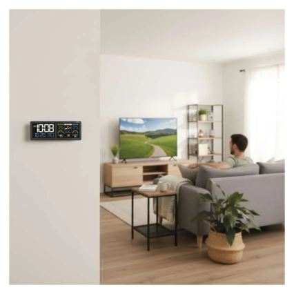 Meteostanica s LCD zaslonom u boji i budilicom 5V 3xAAA + 2xAA crna