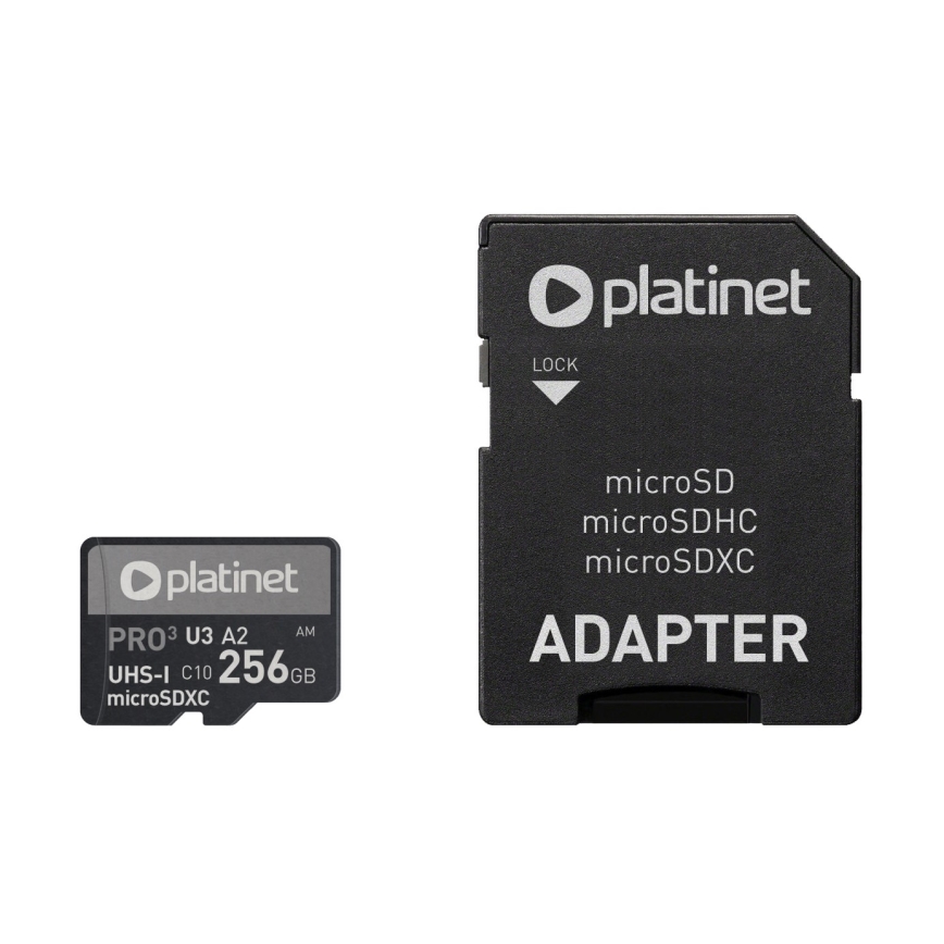 MicroSDXC 256GB U3 Pro A2 90MB/s + SD adapter