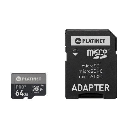 MicroSDXC 64GB U3 Pro A1 90MB/s + SD adapter