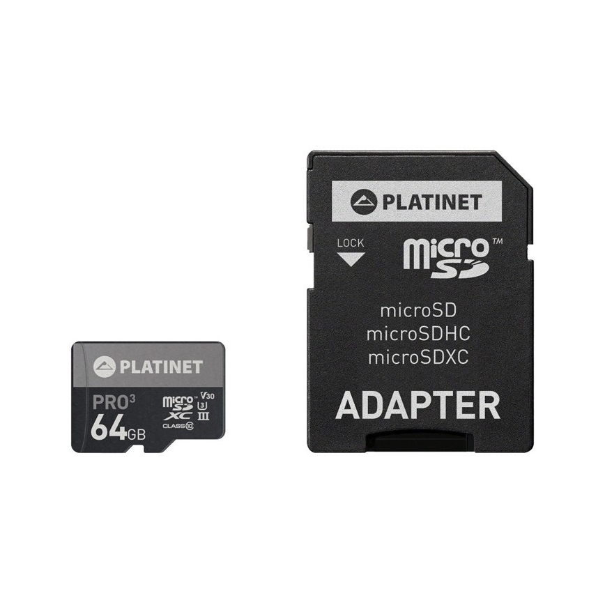 MicroSDXC 64GB U3 Pro A1 90MB/s + SD adapter