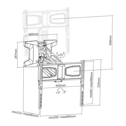 MK FLORIA MKF-21DM647 - Zidni nosač za TV s zglobom 70 crna + daljinski upravljač