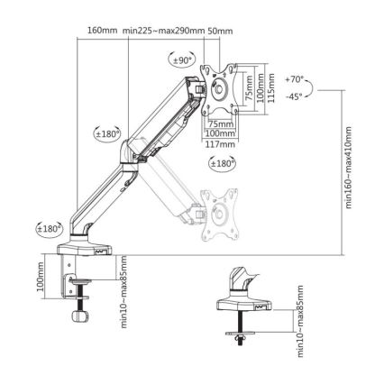 MK FLORIA MKF-21DP113S2 - Podesivi nosač za monitor 32 crna