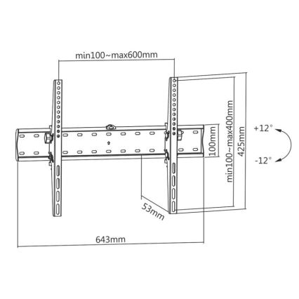 MK FLORIA MKF-23DN640 - Podesivi zidni nosač za TV 80" crna