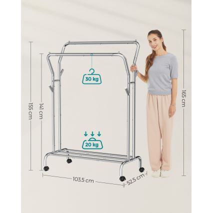 Mobilna vješalica na stalku LINEA, srebrna